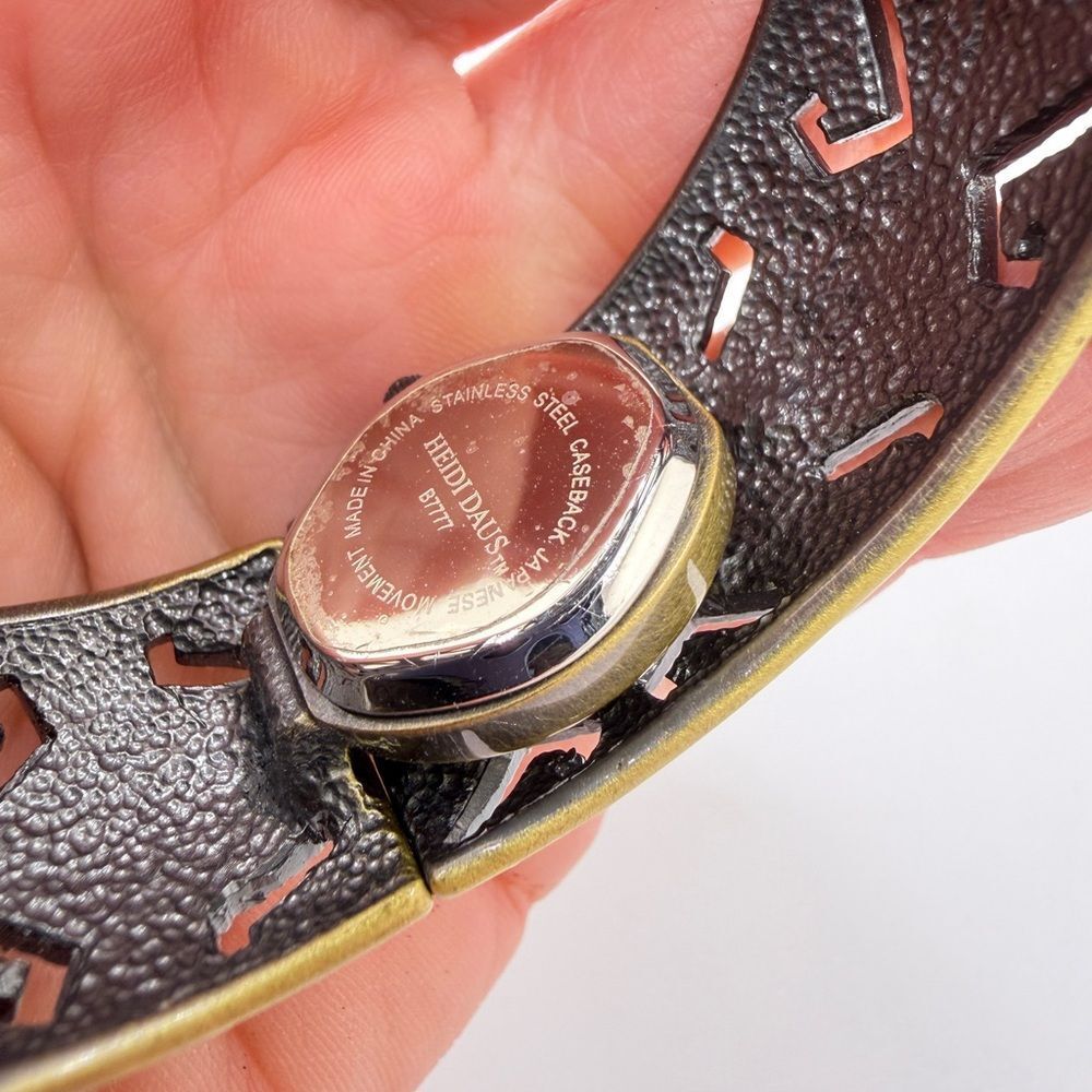 HeidiāDaus "Peekaboo" Watch hinged bracelet, crystal & bronze toned gold metal! - Picture 13 of 16